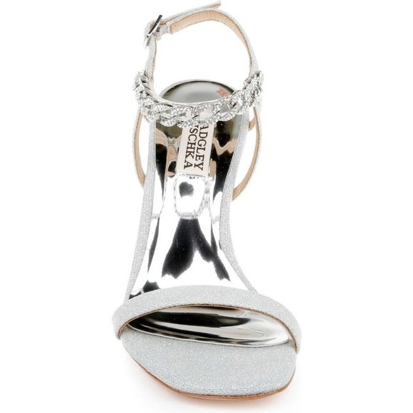 BADGLEY MISCHKA  Kai Rhinestone Chain Ankle Strap Sandal Shoes Heel 8 NEW - Picture 6 of 14